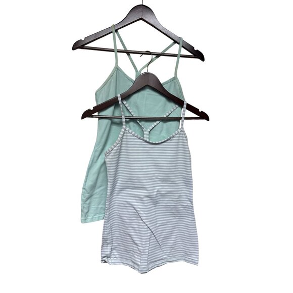 Lululemon Women's Tank Tops Lot of Two Racerback Solid Stripe Size 6 Minor Flaw - Picture 1 of 11
